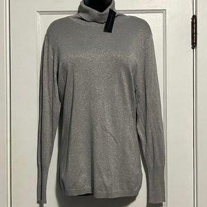 NEW Worthington Womens Turtleneck Sweater XL Silver Sparkle